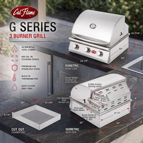 Cal Flame G Series™ 4 Burner Built-In Grill – Premium Power for Outdoor Entertaining