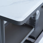 Cinetico Smart Dining Table in White, 5.3 cu.ft fridge and freezer with Bluetooth control