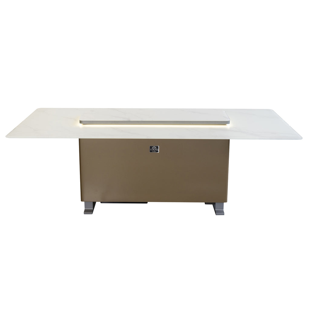 Cinetico Smart Dining Table in White, 5.3 cu.ft fridge and freezer with Bluetooth control