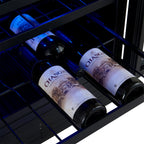 Forno Bacchino 24 Inch Wine Cooler, Black with Antique Brass Handles, with LED Lighting, Triple Glass Door, 51 Bottle Capacity, Built-In or Freestanding
